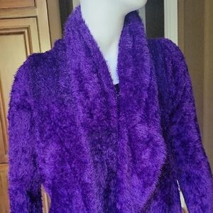 Luxurious Purple Women's Fuzzy Cardigan